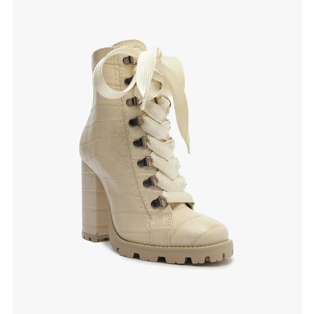 SCHUTZ Zhara Croc Bootie - Eggshell